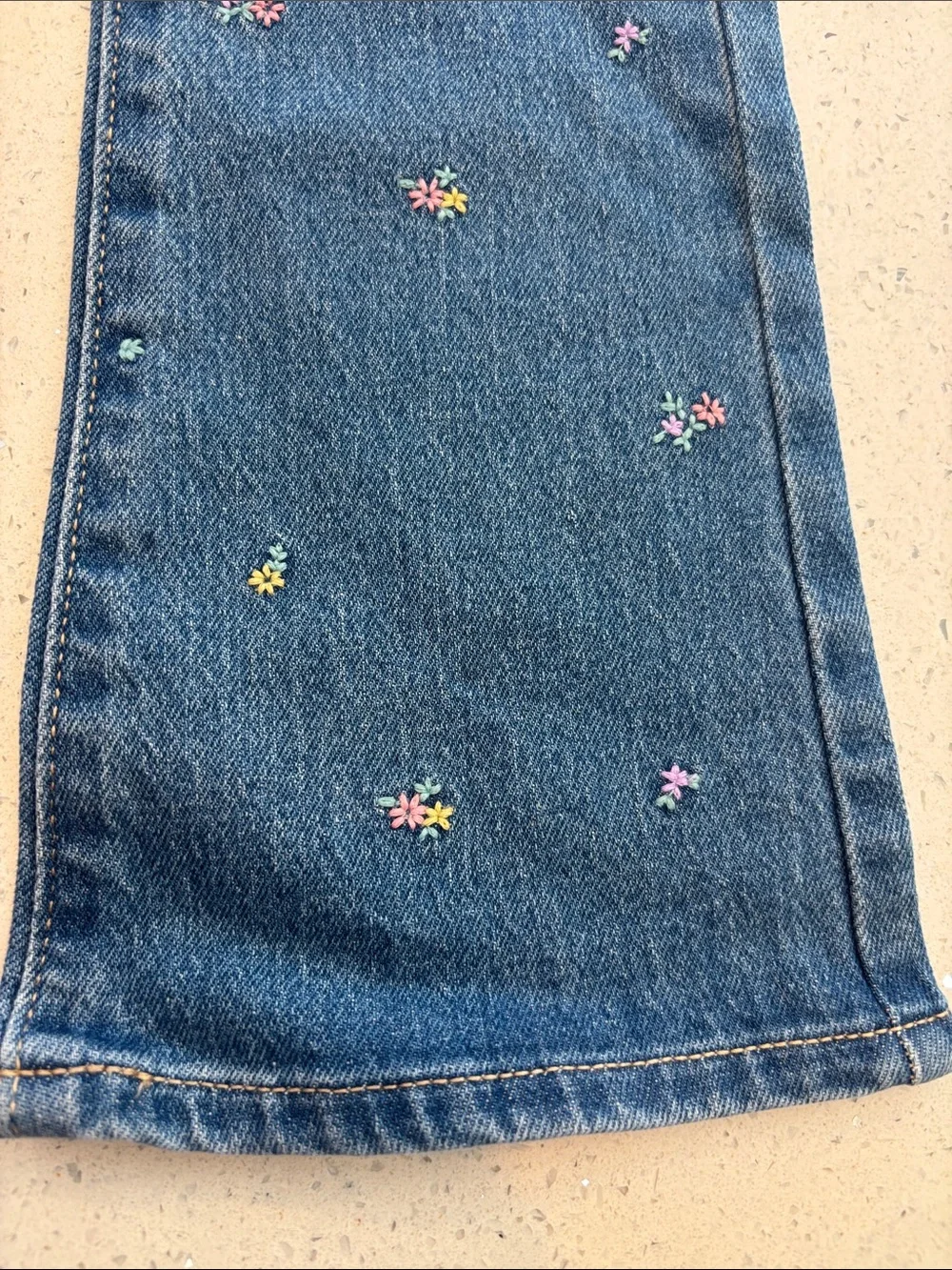 Old Navy Dark Blue Floral Embroidered Flare Jeans